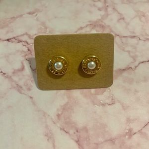 Coach Pearl Stud Earrings + Free Ring